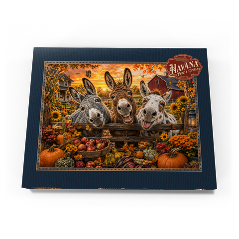Darstellung des Puzzle Motivs Herbstliche Streiche der Esel Autumn Donkey Mischief 200 Puzzle Schachtel Ansicht3
