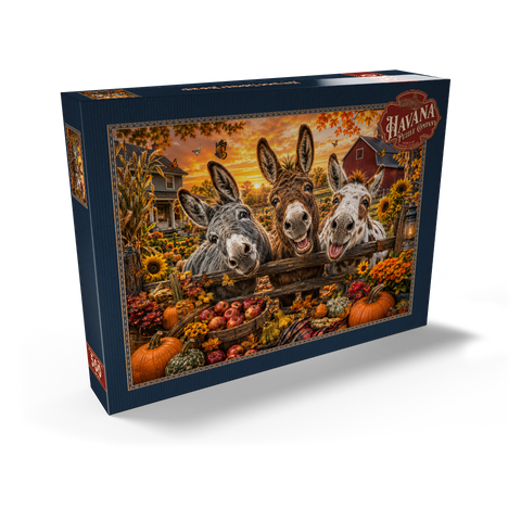 Darstellung des Puzzle Motivs Herbstliche Streiche der Esel Autumn Donkey Mischief 500 Puzzle Schachtel Ansicht2