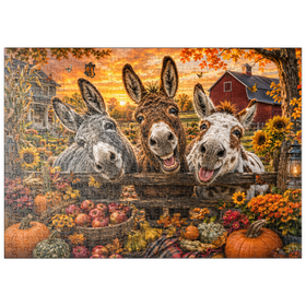 Darstellung des Puzzle Motivs Herbstliche Streiche der Esel - Puzzleteile: 500