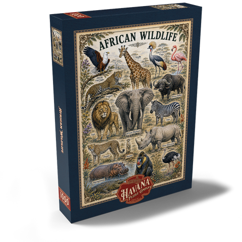 Darstellung des Puzzle Motivs African Wildlife Vintage Art Poster African Wildlife Vintage Art Poster 1000 Puzzle Schachtel Ansicht2