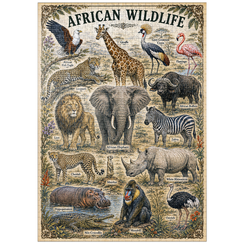 Darstellung des Puzzle Motivs African Wildlife Vintage Art Poster puzzleplate African Wildlife Vintage Art Poster 1000 Puzzle