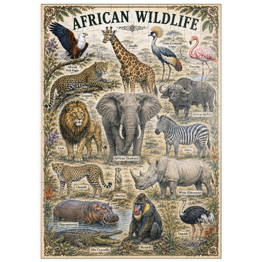 Darstellung des Puzzle Motivs puzzleplate African Wildlife Vintage Art Poster 100 Puzzle