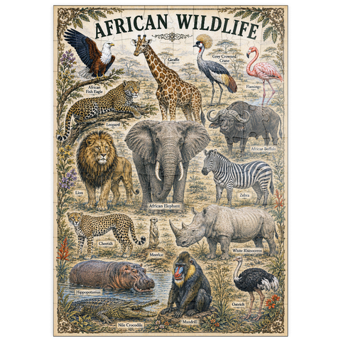 Darstellung des Puzzle Motivs African Wildlife Vintage Art Poster puzzleplate African Wildlife Vintage Art Poster 100 Puzzle