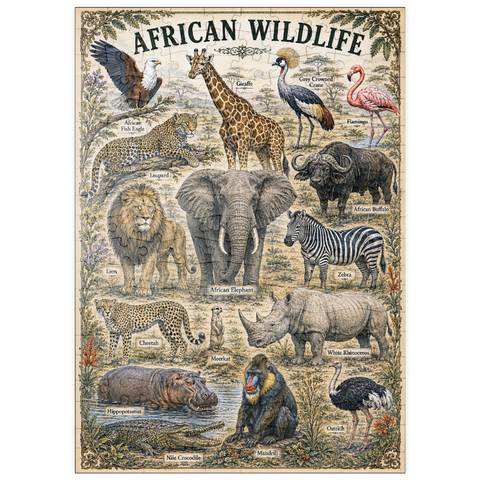 Darstellung des Puzzle Motivs African Wildlife Vintage Art Poster puzzleplate African Wildlife Vintage Art Poster 200 Puzzle