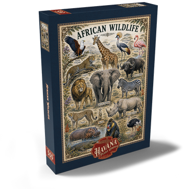 Darstellung des Puzzle Motivs African Wildlife Vintage Art Poster 500 Puzzle Schachtel Ansicht2