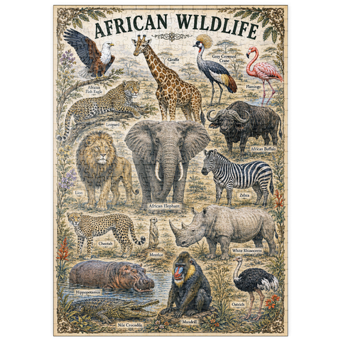 Darstellung des Puzzle Motivs African Wildlife Vintage Art Poster puzzleplate African Wildlife Vintage Art Poster 500 Puzzle