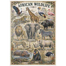 Darstellung des Puzzle Motivs African Wildlife Vintage Art Poster - Puzzleteile: 500
