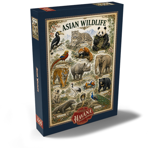 Darstellung des Puzzle Motivs Asian Wildlife Vintage Art Poster Asian Wildlife Vintage Art Poster 1000 Puzzle Schachtel Ansicht2