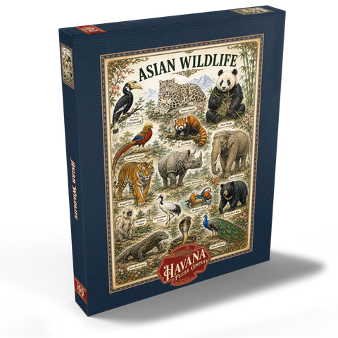 Darstellung des Puzzle Motivs Asian Wildlife Vintage Art Poster Asian Wildlife Vintage Art Poster 100 Puzzle Schachtel Ansicht2