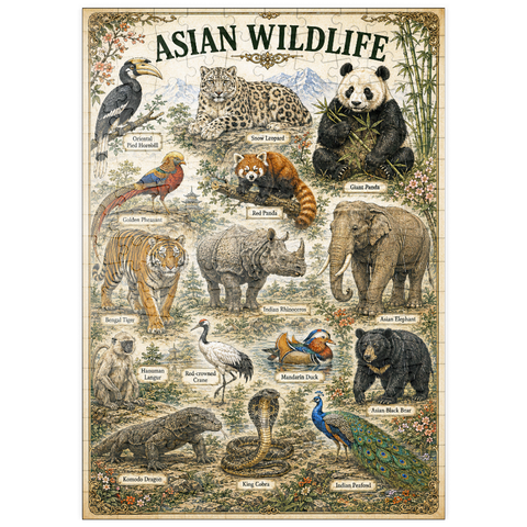 Darstellung des Puzzle Motivs Asian Wildlife Vintage Art Poster puzzleplate Asian Wildlife Vintage Art Poster 200 Puzzle