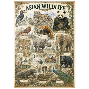 Darstellung des Puzzle Motivs puzzleplate Asian Wildlife Vintage Art Poster 500 Puzzle