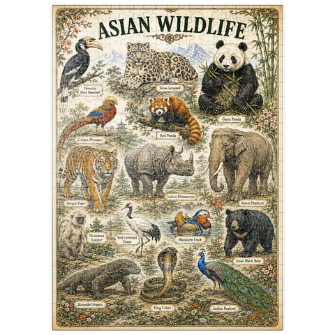 Darstellung des Puzzle Motivs Asian Wildlife Vintage Art Poster puzzleplate Asian Wildlife Vintage Art Poster 500 Puzzle