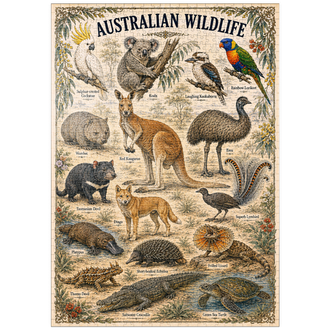Darstellung des Puzzle Motivs Australian Wildlife Vintage Art Poster puzzleplate Australian Wildlife Vintage Art Poster 1000 Puzzle