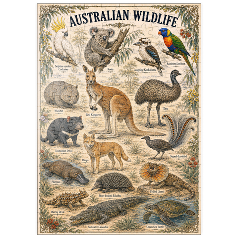 Darstellung des Puzzle Motivs Australian Wildlife Vintage Art Poster puzzleplate Australian Wildlife Vintage Art Poster 200 Puzzle