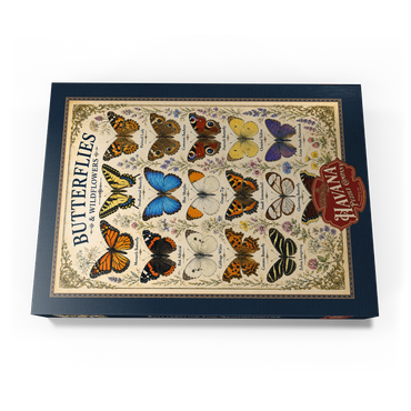 Darstellung des Puzzle Motivs Butterflies and Wildflowers Vintage Art Poster 1000 Puzzle Schachtel Ansicht3