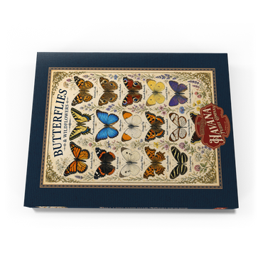 Darstellung des Puzzle Motivs Butterflies and Wildflowers Vintage Art Poster 100 Puzzle Schachtel Ansicht3