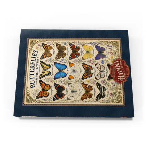 Darstellung des Puzzle Motivs Butterflies and Wildflowers Vintage Art Poster Butterflies and Wildflowers Vintage Art Poster 100 Puzzle Schachtel Ansicht3