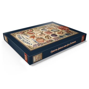 Darstellung des Puzzle Motivs Coastal Shells and Sea Flowers Vintage Art Poster 200 Puzzle Schachtel Ansicht1