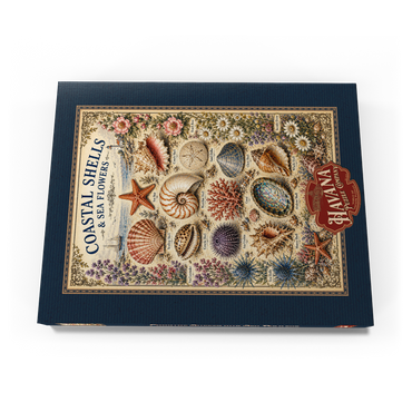Darstellung des Puzzle Motivs Coastal Shells and Sea Flowers Vintage Art Poster 200 Puzzle Schachtel Ansicht3