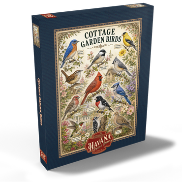 Darstellung des Puzzle Motivs Cottage Garden Birds Vintage Poster 200 Puzzle Schachtel Ansicht2