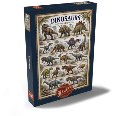 Darstellung des Puzzle Motivs Dinosaurs Vintage Art Poster 1000 Puzzle Schachtel Ansicht2