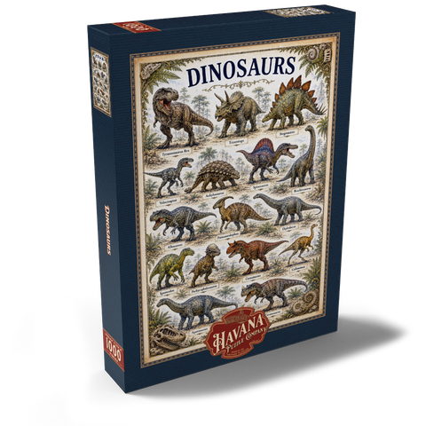 Darstellung des Puzzle Motivs Dinosaurs Vintage Art Poster Dinosaurs Vintage Art Poster 1000 Puzzle Schachtel Ansicht2
