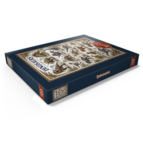 Darstellung des Puzzle Motivs Dinosaurs Vintage Art Poster Dinosaurs Vintage Art Poster 100 Puzzle Schachtel Ansicht1