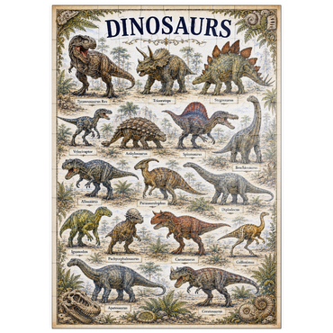 Darstellung des Puzzle Motivs puzzleplate Dinosaurs Vintage Art Poster 100 Puzzle