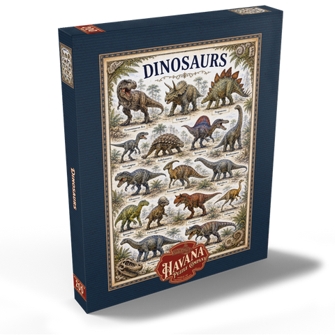 Darstellung des Puzzle Motivs Dinosaurs Vintage Art Poster Dinosaurs Vintage Art Poster 200 Puzzle Schachtel Ansicht2