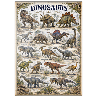 Darstellung des Puzzle Motivs puzzleplate Dinosaurs Vintage Art Poster 200 Puzzle