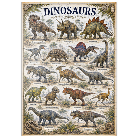 Darstellung des Puzzle Motivs Dinosaurs Vintage Art Poster puzzleplate Dinosaurs Vintage Art Poster 200 Puzzle