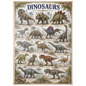 Darstellung des Puzzle Motivs Dinosaurs Vintage Art Poster - Puzzleteile: 200