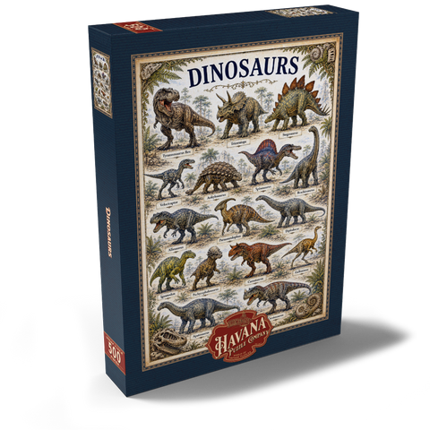 Darstellung des Puzzle Motivs Dinosaurs Vintage Art Poster Dinosaurs Vintage Art Poster 500 Puzzle Schachtel Ansicht2
