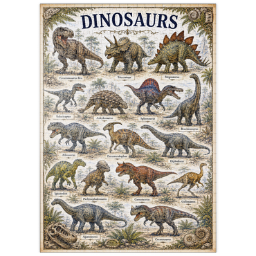 Darstellung des Puzzle Motivs puzzleplate Dinosaurs Vintage Art Poster 500 Puzzle