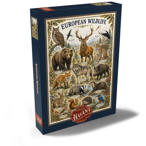 Darstellung des Puzzle Motivs European Wildlife Vintage Art Poster European Wildlife Vintage Art Poster 1000 Puzzle Schachtel Ansicht2