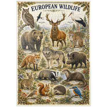 Darstellung des Puzzle Motivs puzzleplate European Wildlife Vintage Art Poster 1000 Puzzle