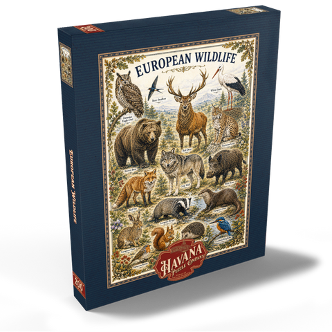 Darstellung des Puzzle Motivs European Wildlife Vintage Art Poster European Wildlife Vintage Art Poster 200 Puzzle Schachtel Ansicht2