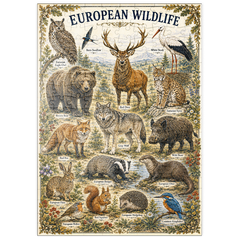 Darstellung des Puzzle Motivs European Wildlife Vintage Art Poster puzzleplate European Wildlife Vintage Art Poster 200 Puzzle