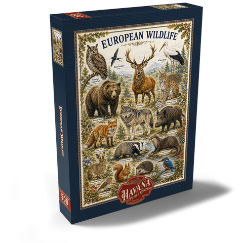 Darstellung des Puzzle Motivs European Wildlife Vintage Art Poster European Wildlife Vintage Art Poster 500 Puzzle Schachtel Ansicht2