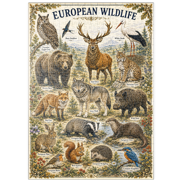 Darstellung des Puzzle Motivs puzzleplate European Wildlife Vintage Art Poster 500 Puzzle