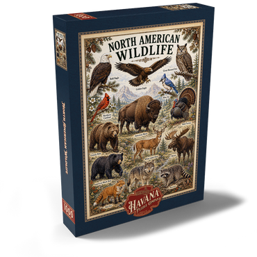 Darstellung des Puzzle Motivs North American Wildlife Vintage Poster 1000 Puzzle Schachtel Ansicht2