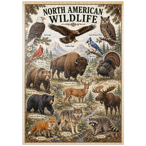 Darstellung des Puzzle Motivs North American Wildlife Vintage Poster puzzleplate North American Wildlife Vintage Poster 1000 Puzzle