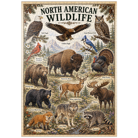 Darstellung des Puzzle Motivs North American Wildlife Vintage Poster - Puzzleteile: 1000