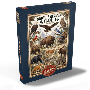 Darstellung des Puzzle Motivs North American Wildlife Vintage Poster 100 Puzzle Schachtel Ansicht2