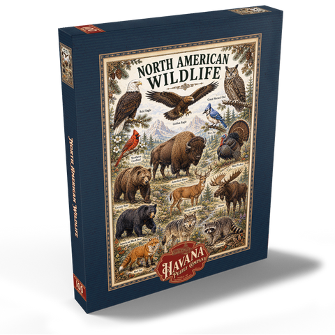 Darstellung des Puzzle Motivs North American Wildlife Vintage Poster North American Wildlife Vintage Poster 100 Puzzle Schachtel Ansicht2
