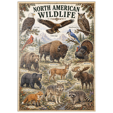 Darstellung des Puzzle Motivs puzzleplate North American Wildlife Vintage Poster 200 Puzzle