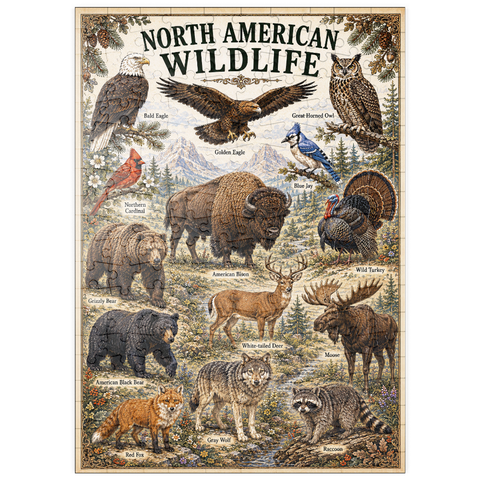 Darstellung des Puzzle Motivs North American Wildlife Vintage Poster puzzleplate North American Wildlife Vintage Poster 200 Puzzle