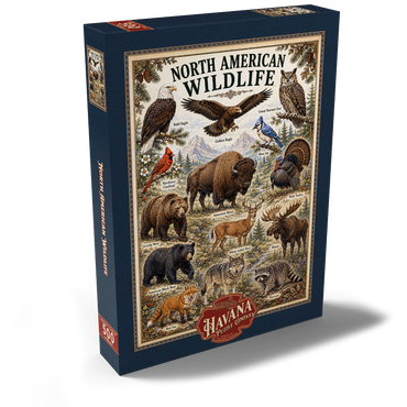 Darstellung des Puzzle Motivs North American Wildlife Vintage Poster 500 Puzzle Schachtel Ansicht2