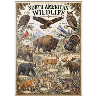 Darstellung des Puzzle Motivs puzzleplate North American Wildlife Vintage Poster 500 Puzzle