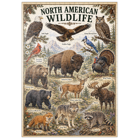 Darstellung des Puzzle Motivs North American Wildlife Vintage Poster puzzleplate North American Wildlife Vintage Poster 500 Puzzle